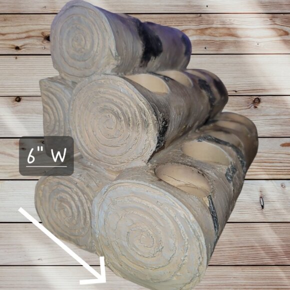 Resin Rustic Woodland Faux Log - 12-Tea Light Candle Holder Indoor Home Decor - Picture 3 of 7